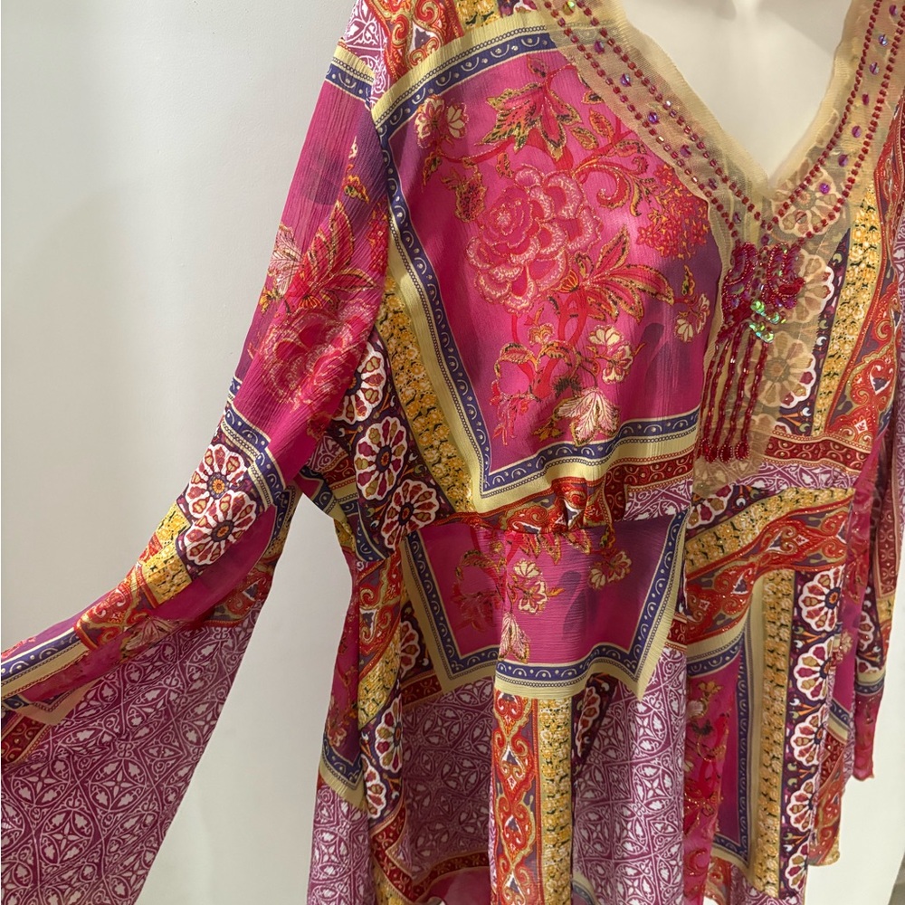 Unique Spectrum Vibrant Patchwork Blouse - image 4